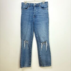 BLANK NYC The Baxter Ribcage Straight Leg High Rise Distressed Denim Jeans 28 6